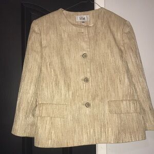 Le Suit Women's Gold Textured Skirt/Suit Set